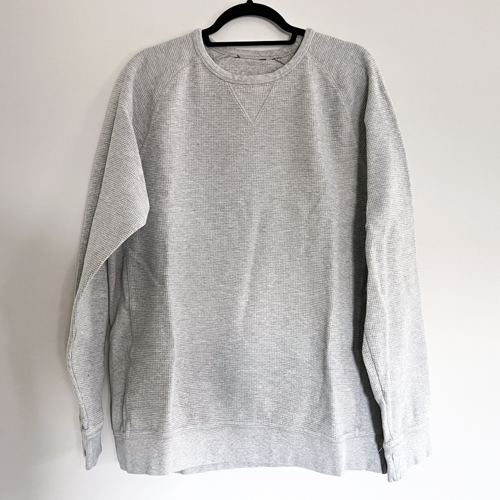 Lands' End Men's Tall Long Sleeve Waffle Crew Sweatshirt, Large